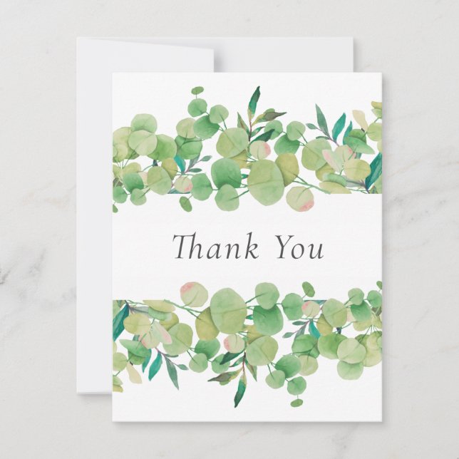 Simple Business Eucalyptus Floral Thank You Card (Front)