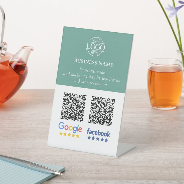 Simple Business Google & Facebook Reviews QR Code Pedestal Sign (In SItu)
