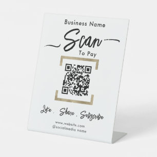 Simple Business Guest Scan to Pay Pedestal Sign