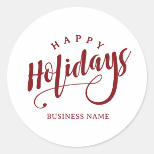 Simple Business Happy Holidays Calligraphy Script Classic Round Sticker