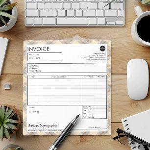 Simple Business Invoice Plaid Border Template Notepad