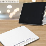 Simple Business iPad Case<br><div class="desc">Elevate your business image with this sleek and customisable iPad case, perfect for professionals looking to showcase their brand. Designed in clean white with timeless navy blue and gold accents, this case offers a modern, minimalist look while featuring space for your company name, website, and contact information. Ideal for corporate...</div>