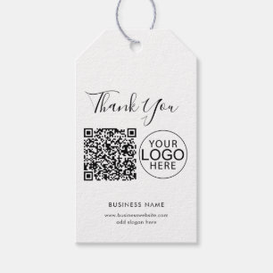 Simple Business Logo and QR Code Thank You Gift Tags
