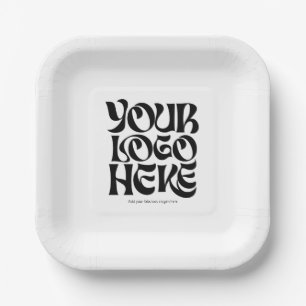 Simple Business Logo and Text Party Paper Plate