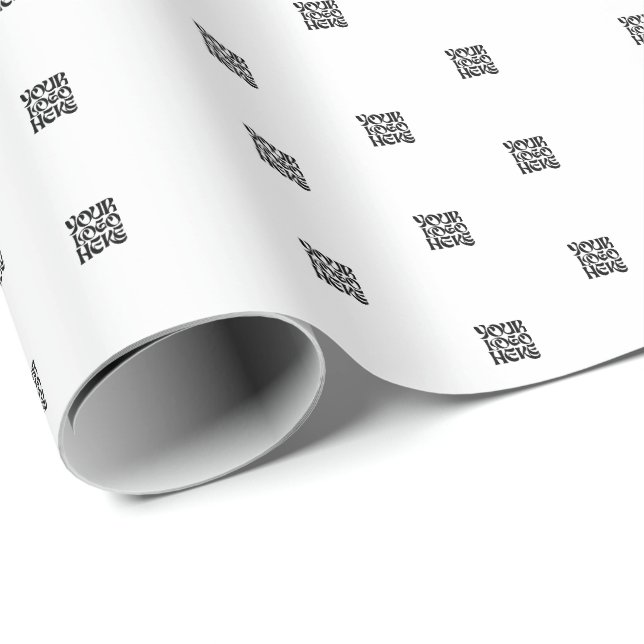 Simple Business Logo and Text Tiny Elements White Wrapping Paper (Roll Corner)