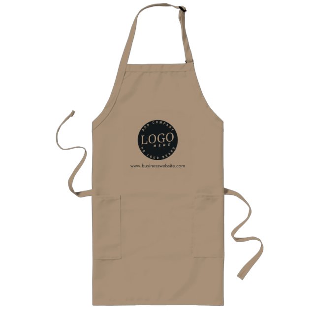 Simple Business Logo and Website Employees Long Apron (Front)