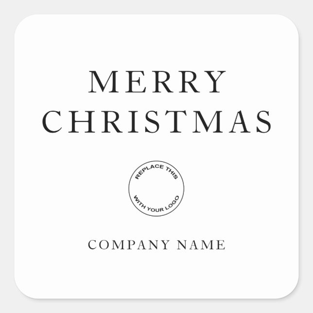 Simple Business Logo Any Colour Merry Christmas Square Sticker (Front)