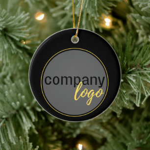 SIMPLE BUSINESS LOGO BLACK XMAS HOLIDAY DISPLAY CERAMIC TREE DECORATION