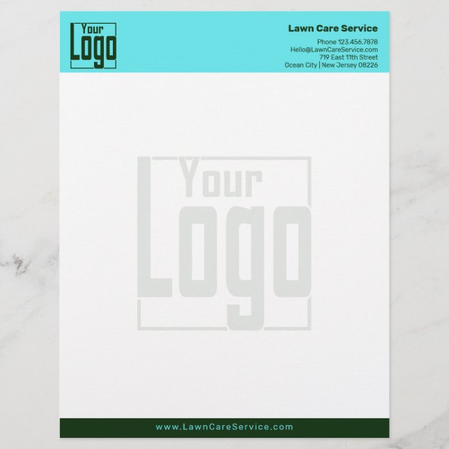 Simple Business Logo Blue & Dark Green Custom Letterhead (Front)