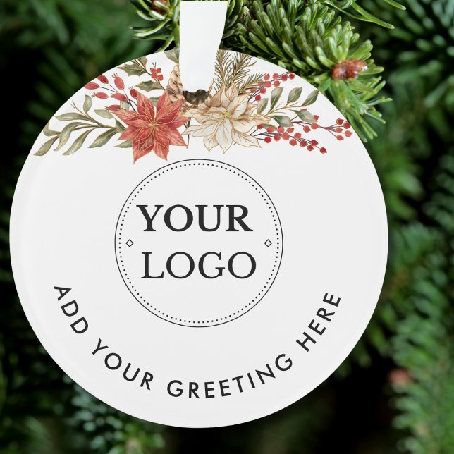 Simple Business Logo Branded Christmas Greenery  Ornament (Creator Uploaded)