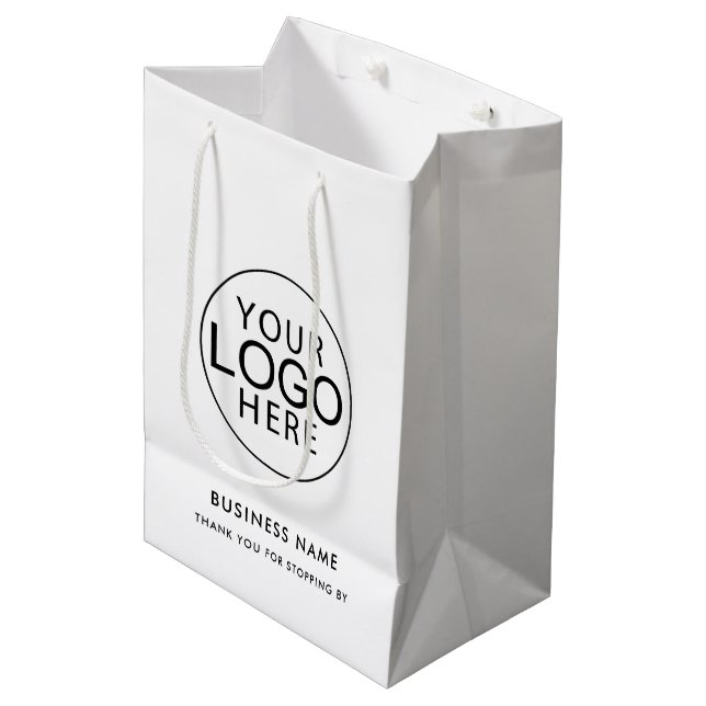 Simple Business Logo Corporate Custom Thank You Medium Gift Bag (Front Angled)