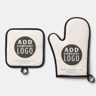 Simple Business Logo Custom Oven Mitt & Pot Holder Set