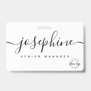 Simple business logo Elegant Custom script name ID Badge