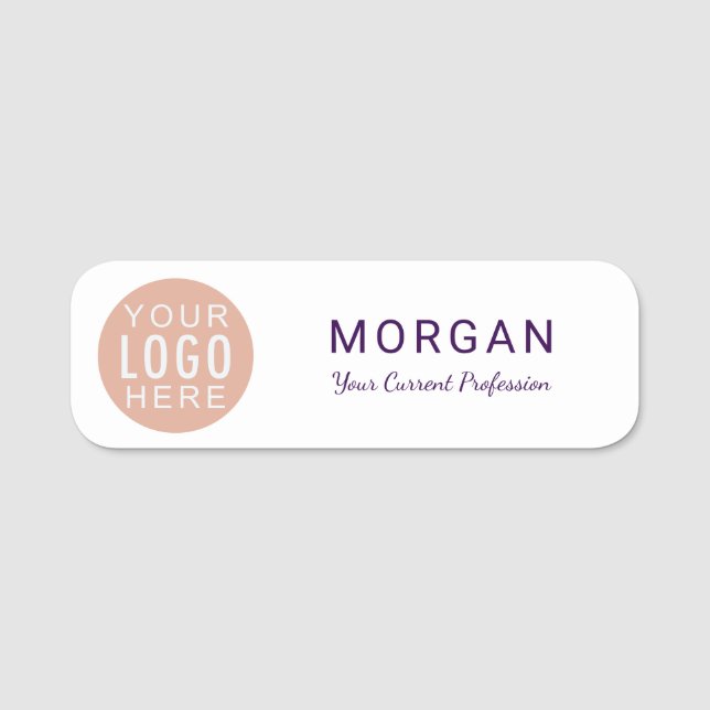 Simple Business Logo Employees Custom Name Tag (Front)