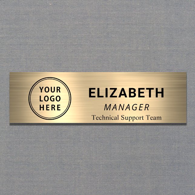 Simple Business Logo Gold Name Tag (Creator Uploaded)