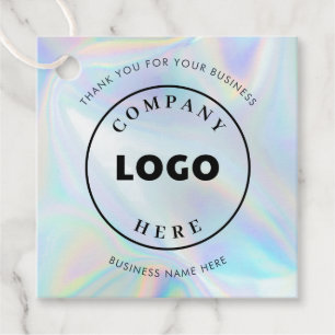 Simple Business Logo Holographic Custom Company Favour Tags
