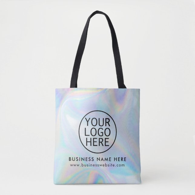 Simple Business Logo Iridescent Custom Tote Bag (Front)