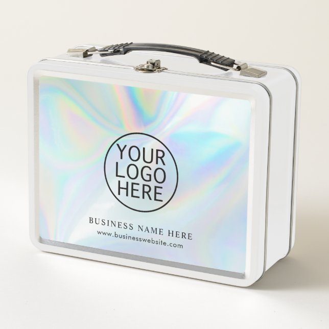 Simple Business Logo Iridescent Promotional Swag Metal Lunch Box (Front)