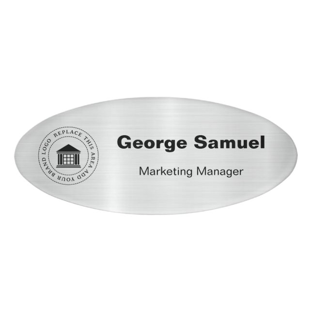 Simple Business Logo | Name | Designation Name Tag (Front)