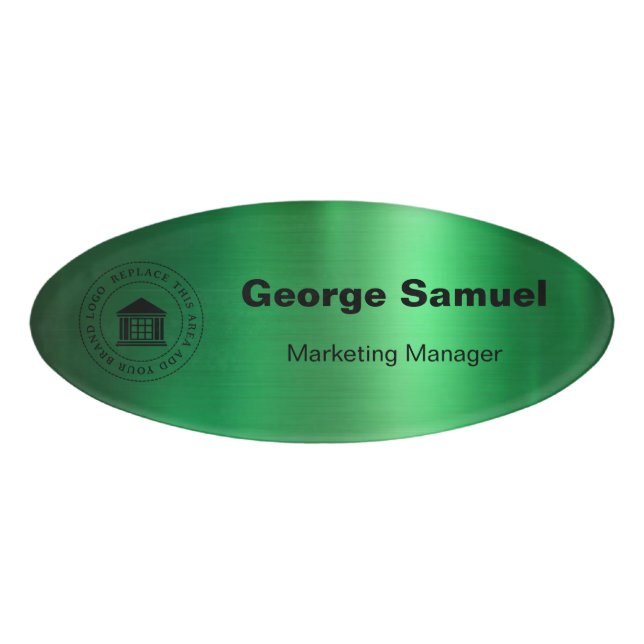 Simple Business Logo | Name | Designation Name Tag (Front)