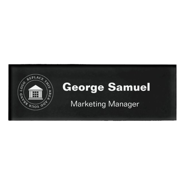Simple Business Logo | Name | Designation Name Tag (Front)