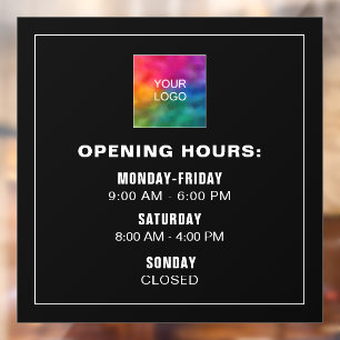 Simple Business Logo Opening Times Template Black Window Cling