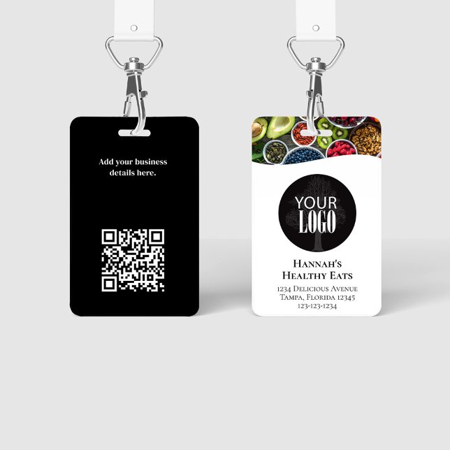 Simple Business Logo Photo QR Code ID Badge (Simple photo badges with a full bleed photo template. )