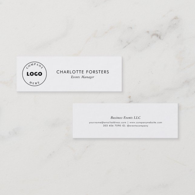 Simple Business Logo Plain Corporate Employee Mini Business Card (Front/Back)