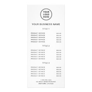 Simple Business Logo Price List Rack Card