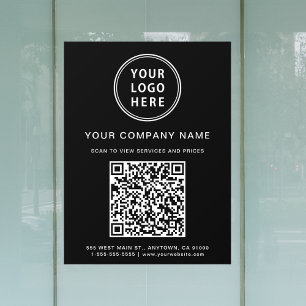 Simple Business Logo QR Code Black Window Cling