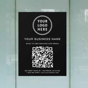 Simple Business Logo QR Code Black Window Cling