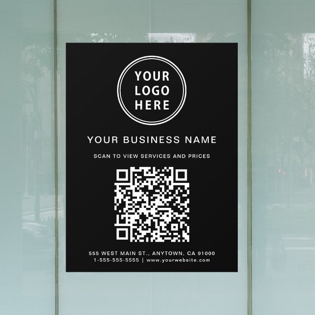 Simple Business Logo QR Code Black Window Cling (Simple Business Logo QR Code Black Window Cling)