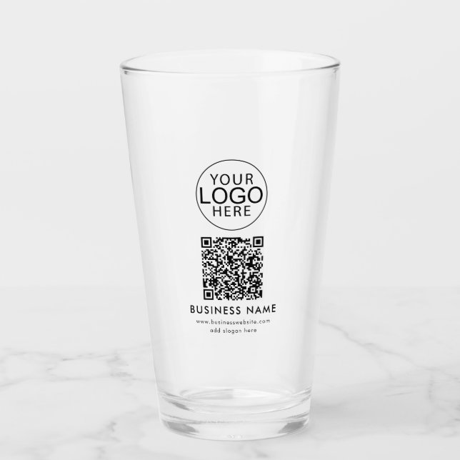 Simple Business Logo QR Code Corporate Events Glass (Front)