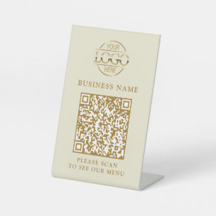 Simple Business Logo QR Code Menu Contactless Pedestal Sign