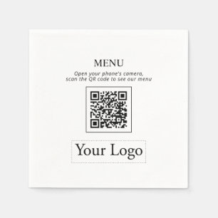 Simple Business Logo & QR code Menu Napkins