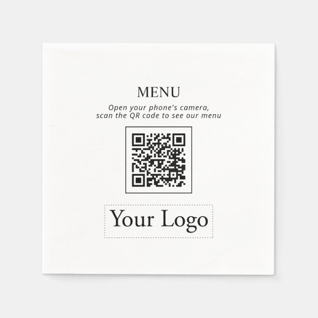 Simple Business Logo & QR code Menu Napkins (Front)
