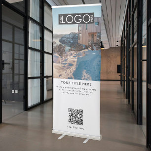 Simple Business Logo QR Code Modern Photo Retractable Banner