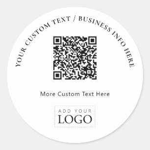 Simple Business Logo QR Code Promotional Classic Round Sticker
