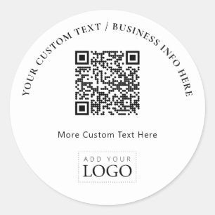 Simple Business Logo QR Code Promotional Classic Round Sticker