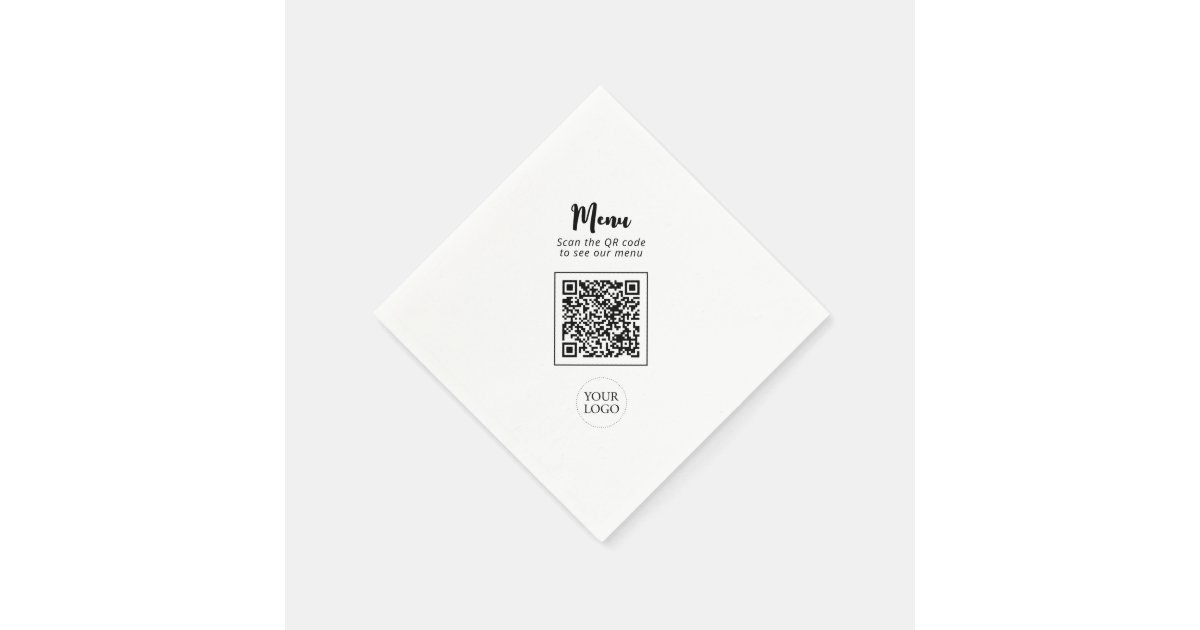 Simple Business Logo & QR code Promotional Napkins | Zazzle