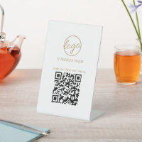 Simple Business Logo QR Code Restuarant Menu Gold