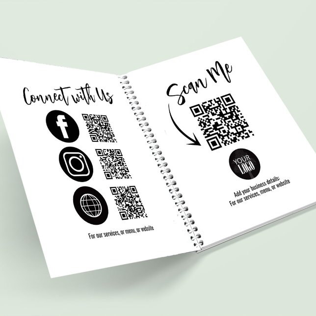 Simple Business Logo QR code Social Media Notebook (Scan me QR code with add your logo and social media.)