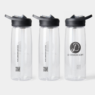 Simple Business logo QR code website Customised Water Bottle