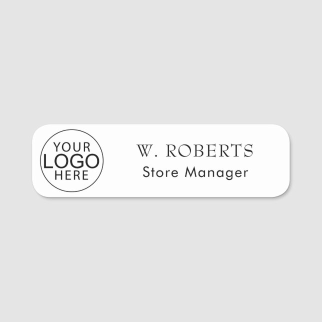 Simple Business Logo Retail Staff Custom Name Tag (Front)