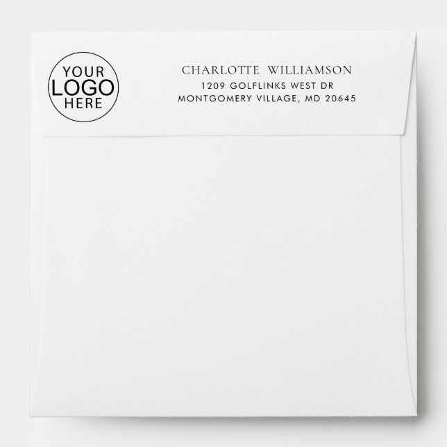 Simple Business Logo Return Address Envelope (Back (Top Flap))