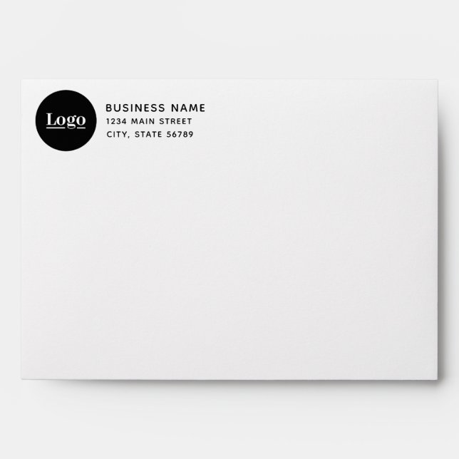 Simple Business Logo Return Address White Envelope (Front)