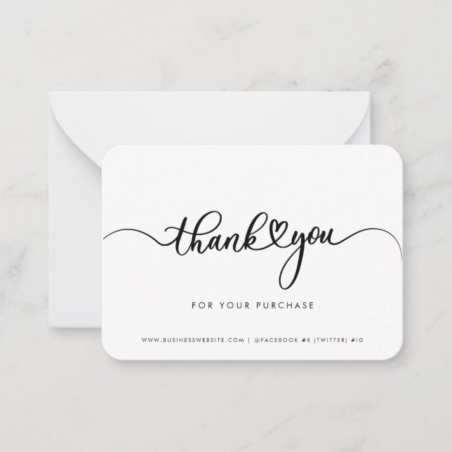 Simple Business Logo Script Thank You Card (Front)