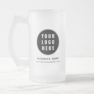 Simple Business Logo Website Custom Promotional Frosted Glass Beer Mug