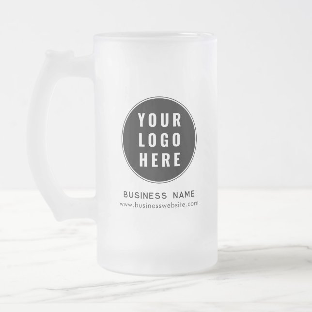 Simple Business Logo Website Custom Promotional Frosted Glass Beer Mug (Left)