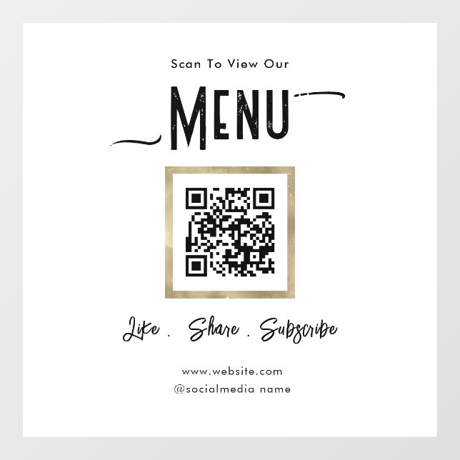 Simple Business Menu Connect  Window Cling (Sheet)